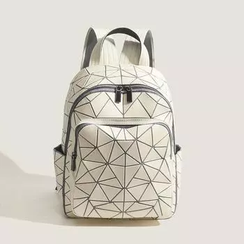 Glow-in-the-dark Laser Geometry Rhombus Backpack Lightweight Schoolbag for Girls Large Capacity Fashion Backpack