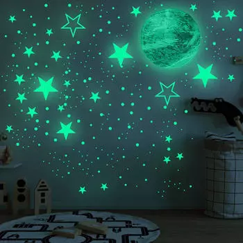 Glow in The Dark Stars and Wall Decals for Nursery Decorations Ceiling Luminous