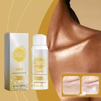 Glow Spray Gold Spray Hair Body Gold Glitter Spray Music Festival Spray Party Spray, 100 мл белый