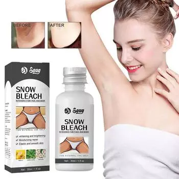 Glowhite Snow Bleach Cream Brighten Inner Thigh Whitening Knee Underarm Intimate Butt Private Blea X5U1 white-30ml