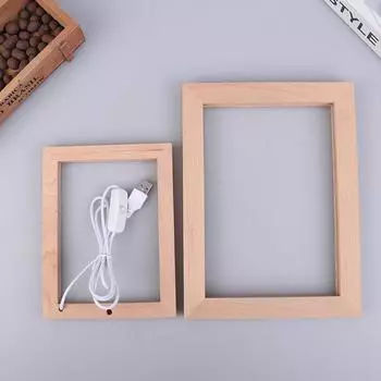 Glowing Po Frame Table Picture Frames Luminous Holder Simple 3D Light Decor Led Light Wooden Usb Led Picture Frame