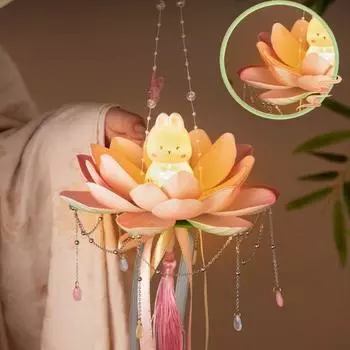 Glowing Rabbit Lotus Lantern Material Bag Mid-Autumn Festival Lantern Festive Atmosphere красный