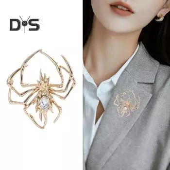 Глянцевая брошь-паук, мужской костюм, персонализированная булавка для воротника с изображением животного, брошь из сплава с насекомыми, булавка для одежды, ювелирные изделия серебряный