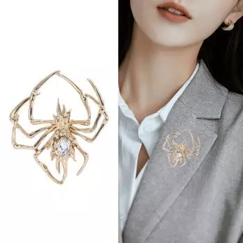 Глянцевая брошь-паук, мужской костюм, персонализированная булавка для воротника с изображением животного, брошь из сплава с насекомыми, булавка для одежды, ювелирные изделия серебряный