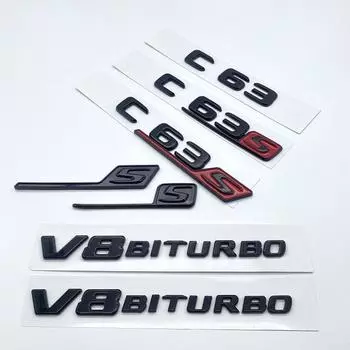 Глянцевая черная эмблема с буквами и цифрами C63 C63s V8Biturbo для Mercedes Benz AMG, багажник автомобиля, задний багажник C205 S205 W205, логотип glossy black