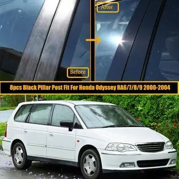 Глянцевая черная обшивка двери автомобиля, стойки для Honda Odyssey RA6 7 8 9 2000 2001 2002 2003 2004, наклейки для украшения окна