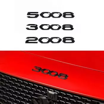 Глянцевая черная задняя наклейка 3008 2008 5008, наклейка с эмблемой для 5008 3008 2008 GT, стиль автомобиля, наклейка на капот автомобиля 2008
