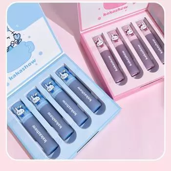 Глянцевая глазурь для губ Cute Doodle Bunny Lucent Mirror, бархатная матовая матовая глазурь для губ, набор для женщин