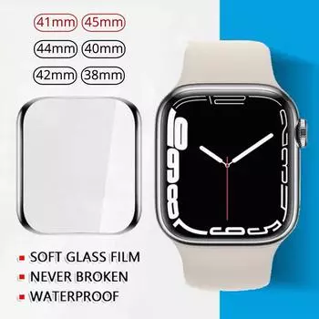 Глянцевая и мягкая пленка для Apple Watch Защитная пленка для экрана серии 7 6 SE 5 41 мм 45 мм 44 мм 40 мм 42 мм 38 мм для iWatch 4 3 2 1 защитные аксессуары 45mm 1pcs