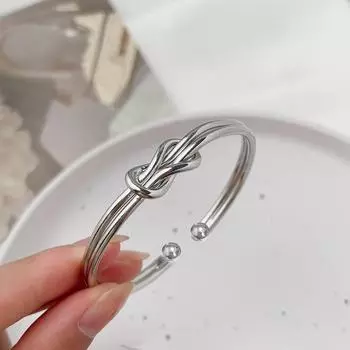 Глянцевая металлическая текстура двухслойный узелковый регулируемый браслет для женщин и мужчин null