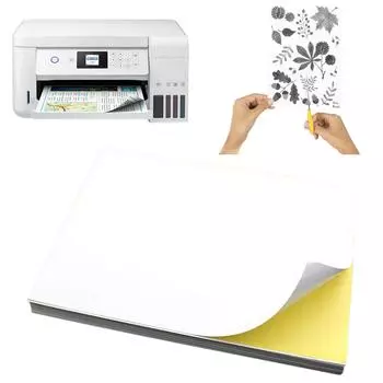 Глянцевая наклейка на бумаге размером 210 x 297 мм, белая наклейка может быть напечатана для белый