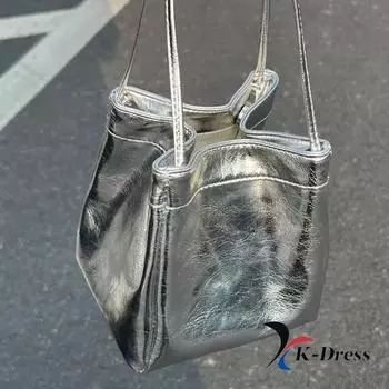 Глянцевая серебряная большая сумка (1 цвет)