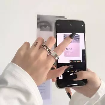 Глянцевое кольцо Женское модное индивидуальное кольцо с отверстием для холодного ветра, регулируемое сочетание колец, модное ретро для мужчин adjustable opening