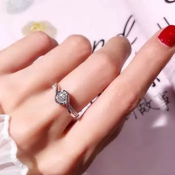 Глянцевое стекируемое кольцо с геометрическими искусственными драгоценными камнями, инкрустированное женское кольцо с закрученным дизайном, обещание US-11 серебряный