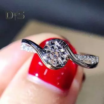 Глянцевое стекируемое кольцо с геометрическими искусственными драгоценными камнями, инкрустированное женское кольцо на палец, скрученное кольцо с обещанием, ювелирные аксессуары белый