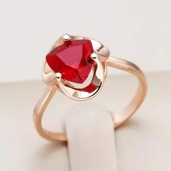 Глянцевые геометрические красные кольца с цирконом для женщин, минималистичные повседневные украшения золотого цвета 7