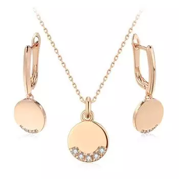 Глянцевые круглые геометрические комплекты ювелирных изделий из циркона для женщин, золотые серьги-подвески, ожерелье, повседневные вечерние модные украшения