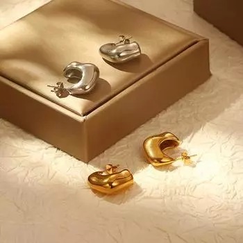 Глянцевые нерегулярные серьги из нержавеющей стали, женские универсальные серьги премиум-класса в стиле ретро, нерегулярные серьги