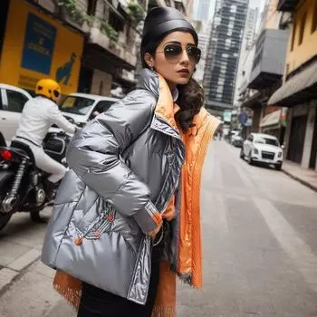 Глянцевые, подходящие по цвету короткие хлопковые утепленные вещи для женщин, зимние, новые, повседневные, свободные, в европейском и американском стиле XL белый