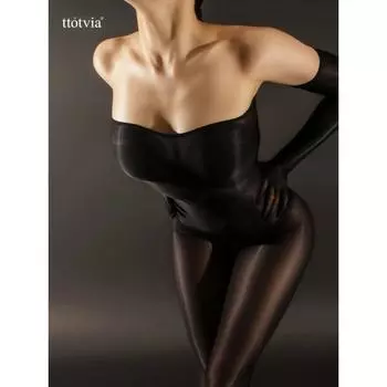 Глянцевые прозрачные колготки без бюстгальтера с открытой промежностью, черные колготки, женские комбинезоны для сна One Size