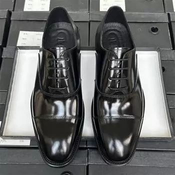 Глянцевые трехсоставные кожаные туфли мужские деловые туфли британский кожаный костюм свадебные туфли жениха туфли оксфорды мужские кожаные туфли 38 чёрный