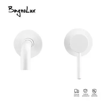 Глянцевый белый смеситель для ванной комнаты, настенный смеситель для раковины, кран для умывальника с одной ручкой, для горячей и холодной воды, яркий белый смеситель