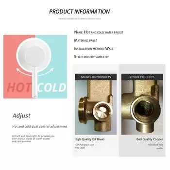 Глянцевый белый смеситель для ванной комнаты, настенный смеситель для раковины, кран для умывальника с одной ручкой, для горячей и холодной воды, яркий белый смеситель