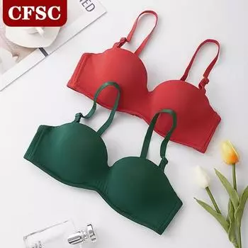 Глянцевый бюстгальтер со сборками Удобный бюстгальтер с утолщенной чашкой, не оставляющий следов