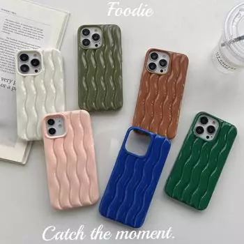 Глянцевый чехол для телефона с 3d рябью на воде для Iphone 14 12 11 13 Pro Max Мягкий противоударный силиконовый чехол For iPhone11 белый