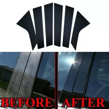Глянцевый черный комплект накладок на оконные стойки и дверные стойки для Hyundai Sonata 2020-2021