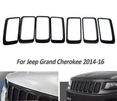 Глянцевый черный накладка-кольцо решетки радиатора для Jeep Grand Cherokee 2014-2016