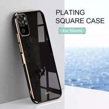 Глянцевый силиконовый чехол с золотой рамкой для Xiaomi Redmi Note 10 Pro 10T 10S 9S 9 8 7 Pro 9T 9A 9AT Poco M3 X3 NFC F3 GT, защитный мягкий чехол для камеры