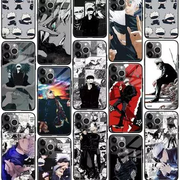 Глянцевый стеклянный чехол для телефона Jujutsu Kaisen Gojo Satoru Geto Anime SE 6s 7 8 Plus X Xr Xs 11 12 13 Mini Pro Max Samsung Other Phone Model&Glossy Glass Case