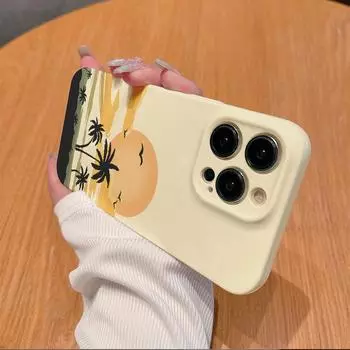 Глянцевый жесткий чехол для ПК, корейская пленка с покрытием, стильная задняя крышка из кокосовой пальмы, сублимационная, с 4-краевым корпусом с принтом Full HD iPhone 7