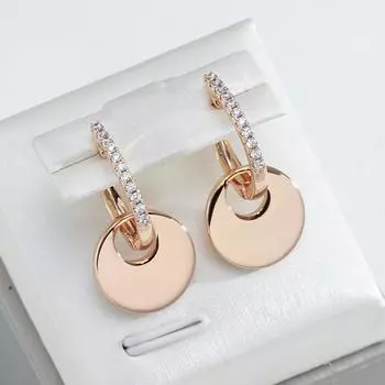 Глянцевый золотой цвет круглый кулон полный циркон серьги для девочек вечерние повседневные индивидуальные украшения