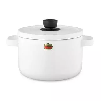 Глубокая эмалированная кастрюля Fuji Double Hand Casserole Solid 22 см, белая SD-22DW/W белый