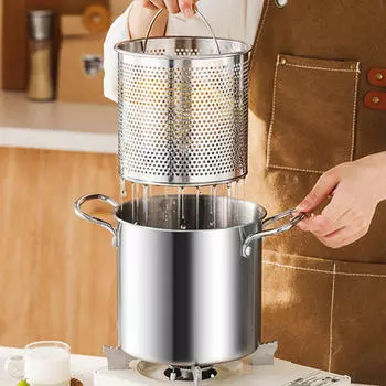 Глубокая фритюрница, кухонная кастрюля с лапшой и корзиной, сковорода для картофеля фри большой емкости