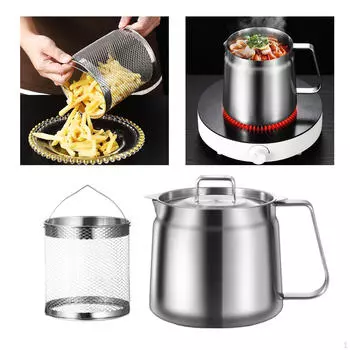 Глубокая сковорода Контейнер Кухонная утварь Масло Фритюрница Кулинарный фильтр для жареного 2 L