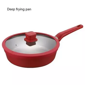 Глубокая сковорода объемом 3,7 л, антипригарная сковорода с плоским дном из пшеницы и риса, кастрюля для жарки овощей, бытовая индукционная плита 28CM-3.7L