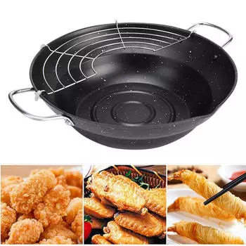 Глубокая жарочная кастрюля с антипригарным покрытием, подогреватель масла и стойка для сита для масла, плита для картофеля фри для кипячения 20CM