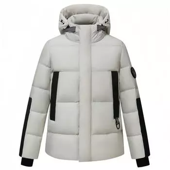 Глубокая зимняя куртка для мужчин с капюшоном, повседневная теплая парка с карманами, белая куртка на утином пуху, водонепроницаемый пуховик M чёрный