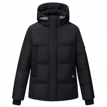 Глубокая зимняя куртка для мужчин с капюшоном, повседневная теплая парка с карманами, белая куртка на утином пуху, водонепроницаемый пуховик M белый