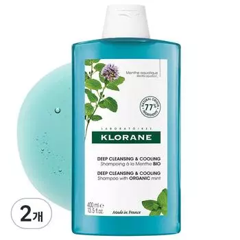 Глубоко очищающий и охлаждающий шампунь Klorane Aquamint, 400 мл, 2 шт.