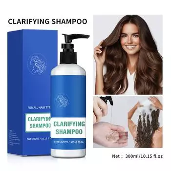 Глубокоочищающий шампунь с гидролизованным кератином, шампунь с маслом листьев 300 мл