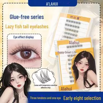 Glue-Free Fishtail False Eyelashes, 10 Rows, Easy Removal, Large Capacity Need glue lazy fishtail