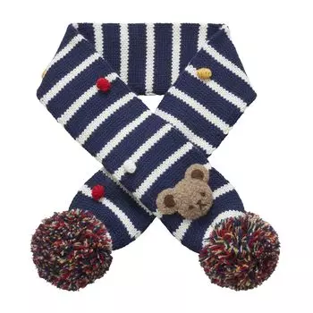 Глушитель вязаный бордюр медведь детский Глушитель мальчики девочки малыши детская одежда темно-синий [MIKI HOUSE] детский 13-7701-496 тёмно-синий