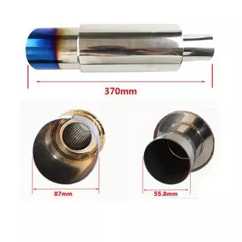 Глушитель выхлопной трубы автомобиля из нержавеющей стали 304, резонатор глушителя, наконечники выхлопной трубы 2 дюйма, выход 3,4 дюйма, длина 14,5 дюйма серебряный