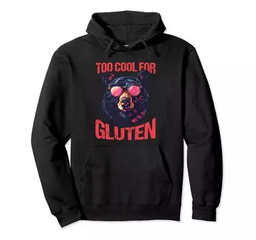 Gluten Too Cool для целиакии Безглютеновая антиглютеновая толстовка с капюшоном чёрный