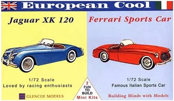 GM3604 Европейский крутой спортивный автомобиль Jaguar из пластиковой модели 1/72 XK120/Ferrari (Набор 2)