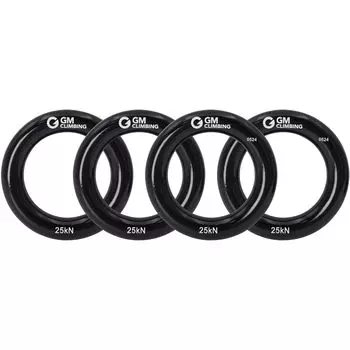 GM CLIMBING набор из 4 алюминиевых колец для спуска 25 кН, кольцо для крепления узла с защитой от трения L, черное